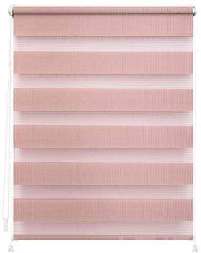 Lichtblick Doppelrollo ohne Bohren mit Verspannung, Trendfarben, stufenlos verstellbar, einfache Montage, für Fenster Altrosa,90 cm x 150 cm (B x L)