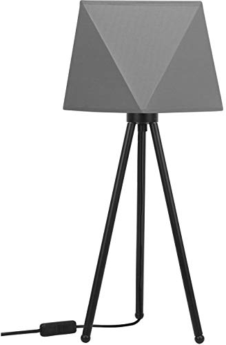Light-Home Lampenschirm Tischlampe Modern - Elegante Nachttischlampe für Schlafzimmer Wohnzimmer - Tischleuchte E27-46x22,5 cm - Schwarz und Grau Diamant