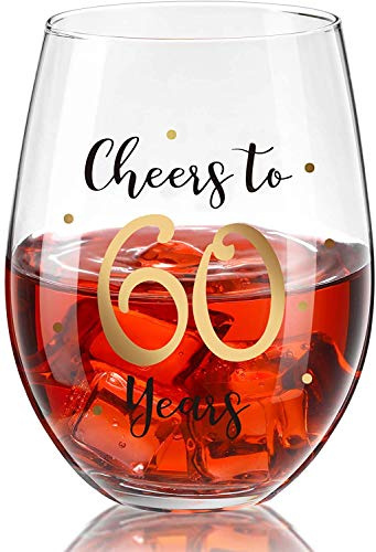 JUWNMANT Männer und Frauen 60. Jubiläumsfeier Weinglas 60. Geburtstagsgeschenk 60. Jubiläumsfeier 60. Geburtstagsfeier Hochzeitstag Weinglas 480ml