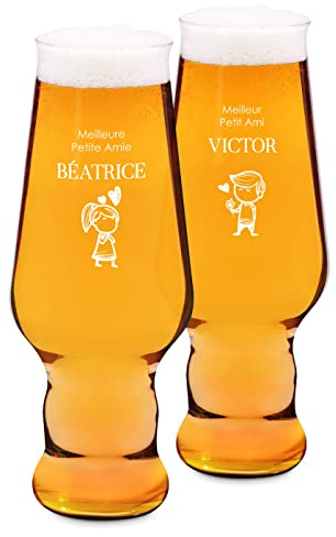 Maverton Paire de Chopes à Bière Personnalisées de 0,4l | Verres de haute qualité pour couples, Cadeau d’anniversaire pour les amateurs de bière, Paire