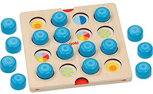 goki 56787 - Memospiel Tiere und Symbole aus Holz - 6 Spielfeldern mit niedlichen Motiven - fördert die Konzentration - Spielspaß für die ganze Familie