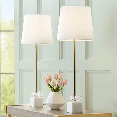 Phoebe 28 1/2 Tall Buffet Table Lamps Set of 2 Gold Marble Glass Modern