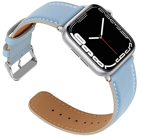 Anlinser Straps Compatible with Apple Watch Strap 42mm 41mm 40mm 38mm, Women Men Leather Straps Replacement Band for iWatch Series 11 10 9 8 7 6 5 4-1 SE (Sierra Blue)