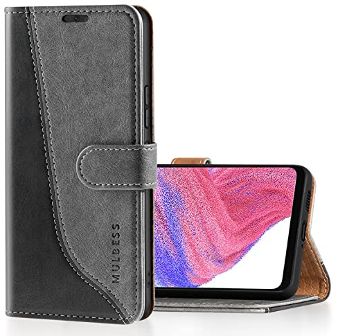 Mulbess Handyhülle Kompatibel mit Samsung Galaxy A53 5G Hülle, Samsung Galaxy A53 5G Hülle Leder, Etui Flip Handytasche Schutzhülle für Samsung Galaxy A53 5G Case, Grau