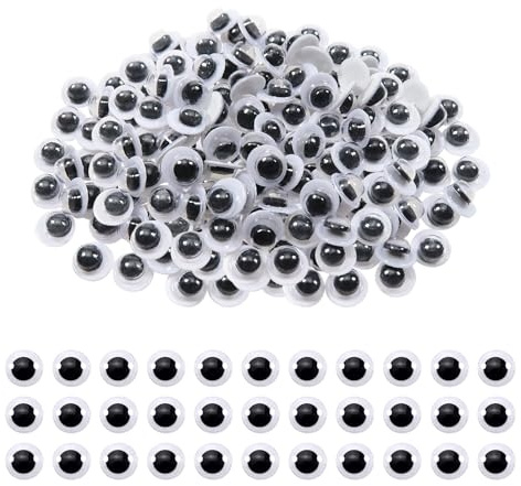 TOAOB 500 Pezzi 5mm Occhi Mobili Adesivi Rotondo Plastica Autoadesivi Wiggle Finti Occhietti per Fai da Te Scrapbooking Artigianato Bambole Pupazzi Accessori Bianco Nero