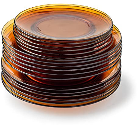 Duralex® Lys Servizio da 18 pezzi, piatti piani 23,5 cm, piatti fondi 23 cm, piattini da dessert 19 cm, vetro Vermeil ultra resistente ai graffi, per microonde e lavastoviglie, made in France