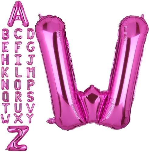 Happium Luftballons, 35,6 cm, Großbuchstabe, Hot Pink, Buchstabe W, Mylar-Ballon, Geburtstagsfeier, Dekoration, Versorgung, Babyparty, Buchstabe W