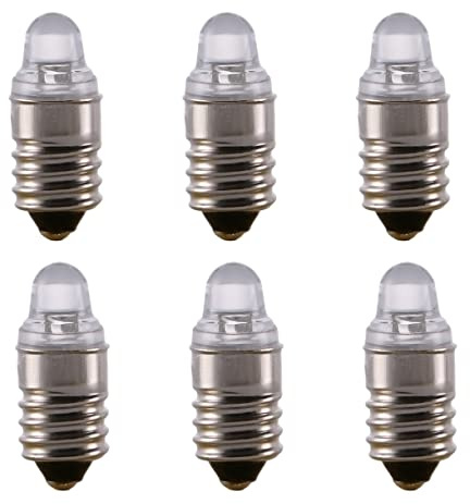 ShuoHui Ampoules LED E10 3 V 6000 K Blanc Ampoule LED pour lampe de poche Phare Terre négative (6)