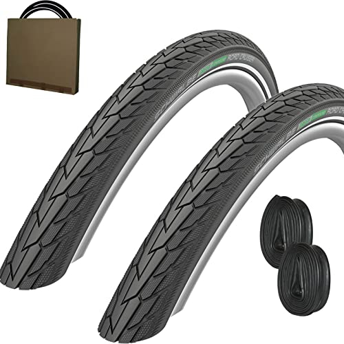 Schwalbe Reifen Road Cruiser HS484 28x1.60 | 42-622 schwarz Reflex mit AV Schlauch [ 2 STÜCK ]