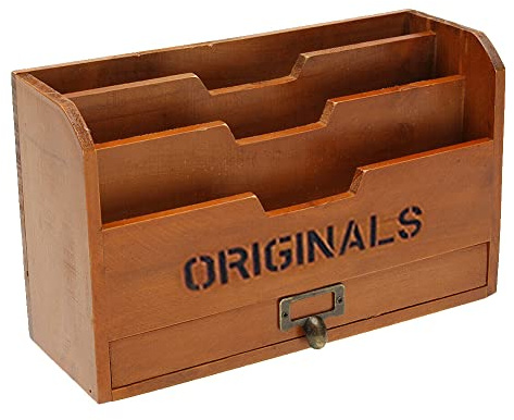 Facynde Wand-Dokument-Datei-Organizer - Briefständer aus für Bürodokumente,3-Gitter-Karten-Organizer mit Schublade für Büro, Schlafzimmer, Wohnzimmer