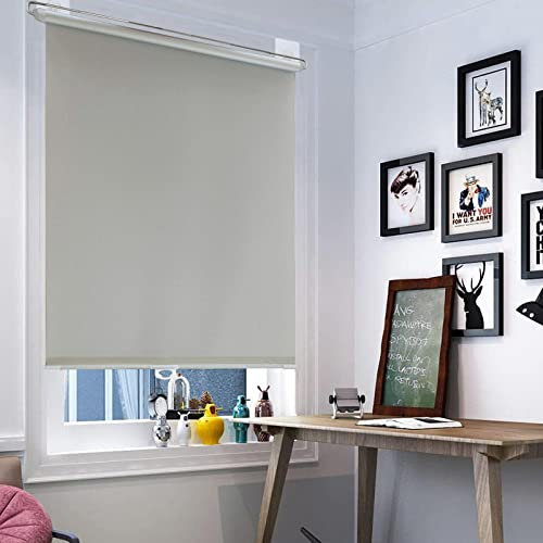 DZHTUF 80% Verdunkelungsrollo,Gardinen mit Saugnäpfen,Sonnenschutzrollo für Innenräume,12-30 Zoll breit,wasserdichte Rollos,Schwarze Hitzeschutz Rolladen,mit Federsystem,Grey-35×125cm（14 * 49in）