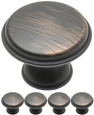 Gedotec Möbelknöpfe Metall | Ø 28 mm I 5 Stück | Türknopf für Schränke - Kupfer antik inkl. Befestigungsmaterial I JULI I Knöpfe für Küchenschränke - vintage Stil I Schrankgriffe Türgriffe Möbel