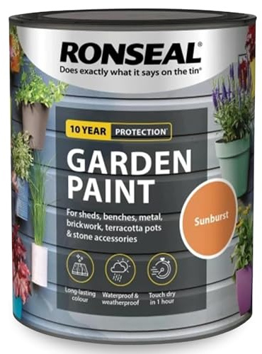 SAVING HUB Fence Paint Garden Shed Paint 750ml - Exterior Wood Paints Tin Waterproof, Weatherproof Paints - For Benches, Metal, Brickwork, Terracotta Pots, Stones Tin (Sunburst)
