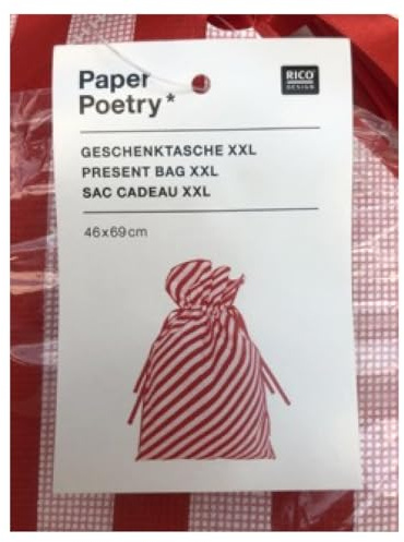 Stoff-Geschenktasche XXL Rot Weiß 46 x 69 cm