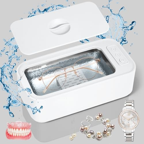 nettoyage ultrasons, Nettoyeur Ultrason 500ML, nettoyeur ultrasons lunettes 47000Hz nettoyeur ultrason bijoux, pour Dentier, Montres, Lunettes, Tête de Rasoir, CD Professionnel - Blanc