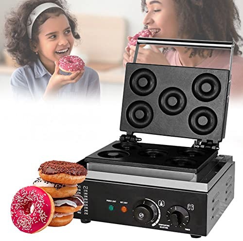 Donut Maker Machine with 6 Holes,1550W Commercial Non-Stick Doughnut Making Machine, Double-Sided Heating Donut Machine, Make Doughnuts Cake Pops Waffles Party Treat Waffle A