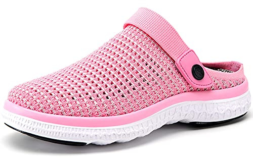 Sisttke Clogs Hausschuhe Herren Damen Pantoletten Gartenschuhe Sommer | Atmungsaktiv, Rutschfest, Bequeme, Leicht, Mesh-Obermaterial, Verstellbarer Fersenriemen
