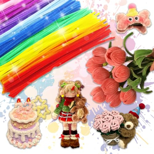 Zamety 200 Stück Pfeifenputzer zum Basteln Set, Chenilledraht Bunt, 6 mm x 30 cm Pfeifenputzer, Pfeifenreiniger zum Basteln, Pipe Cleaner für Kinderbasteleien und Weihnachtliche Basteldekorationen