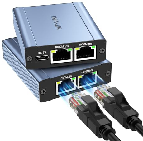 MT-VIKI Ethernet Splitter High Speed 1 to 3, 100/1000Mbps RJ45 Splitter with USB C Power Cable for Cat 5/5e/6/7/8, LAN Switch Internet Splitter Ethernet Network