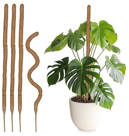 Relaxdays Kokosstäbe 5er Set, biegsame Pflanzenstäbe, für Monstera, Efeutute und mehr, 90 cm lang, Kokosfaser, Natur