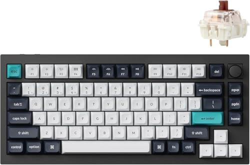 Keychron Q1 Max QMK/VIA Kabellose Mechanische Tastatur, Vollmetall, Programmierbarer Knopf, 2.4 GHz/Bluetooth/Kabelgebundene Tastatur mit Hot-Swappable, Carbon Black, Gateron Jupiter Brown