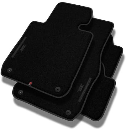 PERFORMANCE Personalisierte Velours Fußmatten Auto passend für Mitsubishi Lancer VIII 2007-2017 - Premium, Perforiert, schwarz -Präzise CNC-Stickerei, Design-Lochpaspel, Auto Fußmatten - Perfekt für A