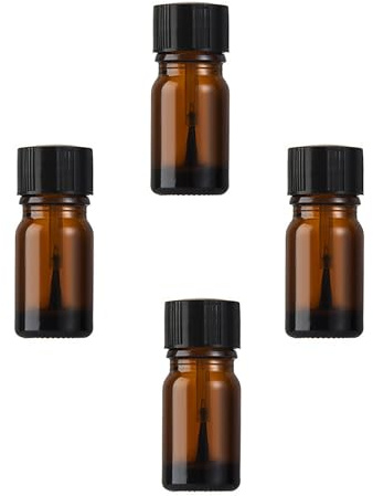 LJJCSFF 4 PCS 5ml Essential Oil Brush Bottles Nail Polish Jars Empty Nail Oil Bottle Sample Bottles Nail Polish Bottles with Brush Glue