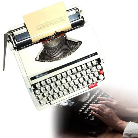 Schreibmaschine Vintage, klassische altmodische manuelle Schreibmaschine,mechanische englische Schreibmaschine,altmodische traditionelle tragbare manuelle Schreibmaschine für Notizen oder Briefe,White