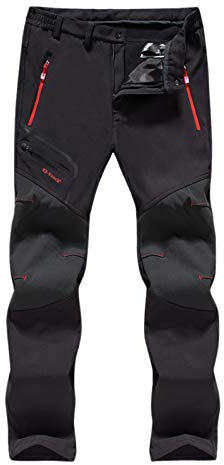 SAUTRV - Pantalones Softshell para hombre, impermeables - Pantalones de esquí para hombre, impermeables con forro polar, Soft Shell, impermeables, pantalones de nieve para exteriores, pantalones de
