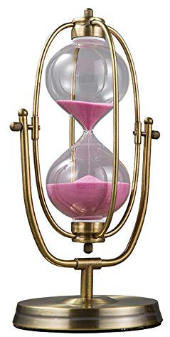 Vintage Bronze Metal 60 Minute Sand Timer for Classroom Education & Sensory Play Rotating Pink Egg Timer