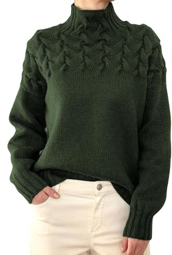 Dinglong Pull Norvégien Femme Pull À Col Roulé Et Manches Longues pour Femme, Pull Ample Tricoté, Couleur Bloc sous Pull Femme Veste Femme Grande Taille Pull Col Roulé Femme Col Roulé Femme
