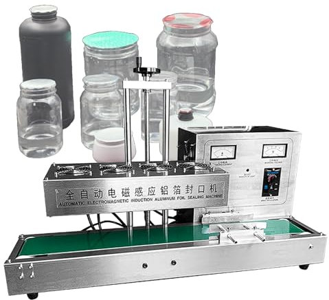 VNATWGOO 110V/220V 2200W Induction Sealer, Industrial Desktop Heat Sealing Machine, for Diameter 15-130mm Plastic Bottle Sealing, Adjustable Speed Aluminum Foil Sealer,50-120mm-220V