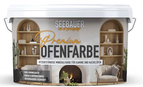 SEEBAUER diy Ofenfarbe für Innen 2,5L - Hitzebeständige Farbe für Kamin und Kachelofen - Atmungsaktiv und Abwaschbar