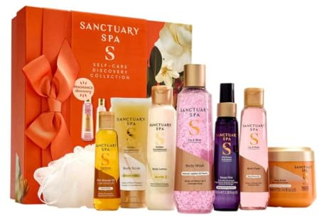 NEW Sanctuary's Sleep & Unwind Gift Set with Bath, Body items | WHITE LILY, DAMASK ROSE, PALMAROSA, VOILET, SANDALWOOD | Complete set | FRAGRANT COLLECTION