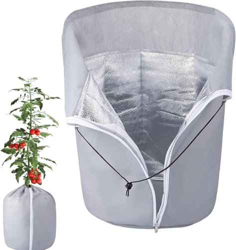 Topfschutz Pflanzen Winter Thermo Topfschutz Winterschutz für Pflanzen Topf Winterschutz für Kübelpflanzen Doppelt Isoliert Pflanzenschutz Winter Kübel Pflanzen Wurzeln Halten Warm (Grau/45x50cm)