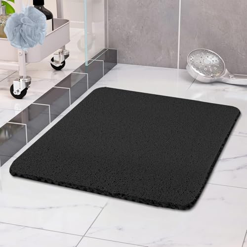 OSYLAND Duschmatte rutschfest 60 × 60 cm - Duscheinlage rutschfest mit Ablauf - Weiche PVC-Luffa Antirutschmatte Badewanne - Schnell Trocknende Badematten - Schwarz