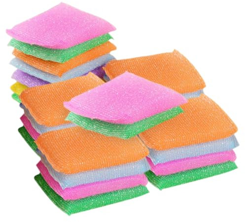 iplusmile 24 Stück Wiederverwendbare Küchenschwämme Spülschwämme Kratzfrei Mikrofaser Reinigungsschwämme Leicht Kompakt Für Geschirr Töpfe Küchenutensilien