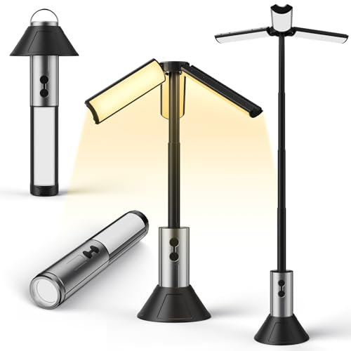 URBZUE Lampada Campeggio, LED Lanterna da Campeggio, 3000mAh Torcia Lanterna Ricaricabile, Extendable Camping Lampada per Campeggio, Pesca, Escursionismo, Lampada di Emergenza Portatile