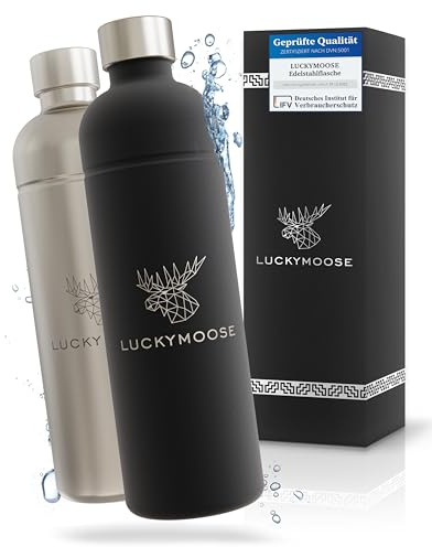 Luckymoose Infinity 2x Edelstahlflaschen Wassersprudler 1,25L – Kompatibel mit der LM Infinity Serie, Aarke Carbonator 3 und Brita SodaOne - Umweltfreundlich, bruchsicher & spülmaschinenfest