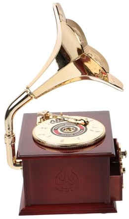OUNONA Retro Gramophone Music Box Wind-up Classic Decorative for Birthday Home Table Decor Lovely Centerpiece for Table