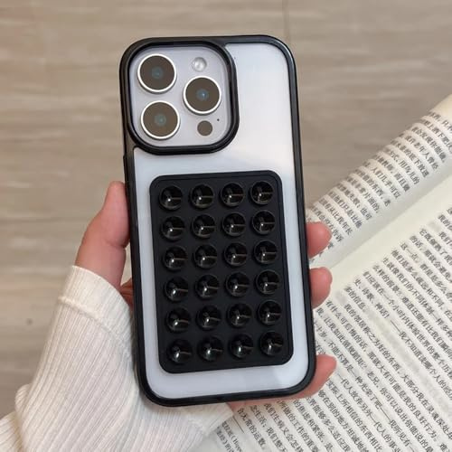 FIFTHAVE Custodia trasparente per iPhone 15 Pro Max con ventosa, per iPhone 15 Pro Max con supporto a ventosa, in silicone trasparente, per selfie e video, ultra sottile, resistente agli urti, colore