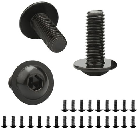 Shwdsy 25 Stück M6 Schrauben, Edelstahl Linsenkopfschrauben, Halbrundkopf Schrauben Schwarz, M6 Flachkopfschrauben, für Industrielle Maschinen und Systeme