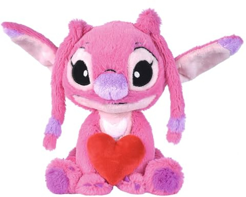 Simba Peluche Angel 25 cm Abrazando un Corazón. Personaje de Lilo & Stitch. Peluche Suave y Amoroso. Licencia Oficial Disney. Apto Desde 0 Meses (6315877002X12)