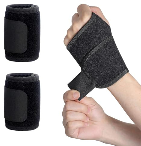 HABNI Tutore Polso, 2 Pezzi Di Supporto Di Compressione Nero, Sostegno Per Fitness Taglia Unica.