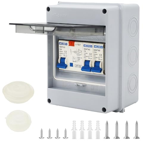 ANEELV 2-vägs infälld säkringsbox, IP65 40A/30mA RCD + 2 MCB