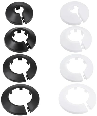 Wasserrohr-Abdeckung, Dekoration, 15 Stück, Rohrmanschetten, 13/17/21/25/33/35/41,5/44/50 mm, PP-Rosette, Wasserrohrabdeckung, Dekoration, Weiß/Schwarz (Weiß, 50 mm)