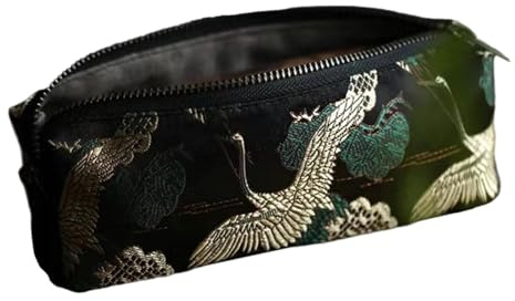 LAGUOE Astuccio per matite con ricamo floreale anticato, grande capacità, in tessuto di cotone e lino, astuccio organizer per penne per studenti, multifunzionale, in cotone, B, Bellezza di massa