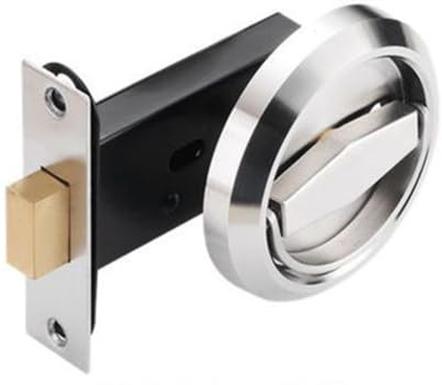Homeponnew Serratura invisibile su un lato con maniglia in acciaio inox, serratura quadrata per porte scorrevoli, mobili in legno, 76 x 76 mm, viti incluse