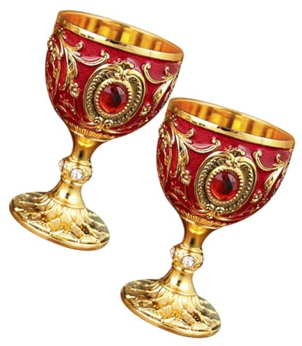 SHINEOFI Bicchieri da Liquore Retrò in Vetro 30 Ml Set 2 Pezzi Design Europeo Vintage Tazze per Bevande Alcoliche Domestiche per Uso Casalingo e Momenti di