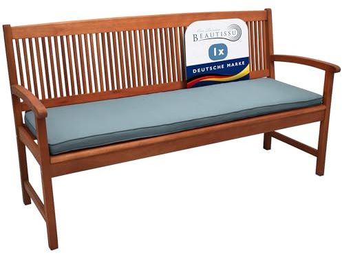 Beautissu Auflage Bankkissen Sitzkissen für Gartenbank Polster Oeko-Tex | 120x48x5cm Taubenblau Kissen für Gartenmöbel Polsterauflage Gartenbankauflage Sitzpolster Loft BK